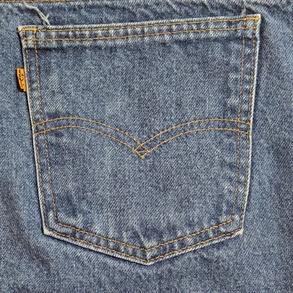 VTG Levi's 517 Bootcut Jeans Orange Tab Dark Wash Denim W42 L34 Made in USA - Picture 10 of 16